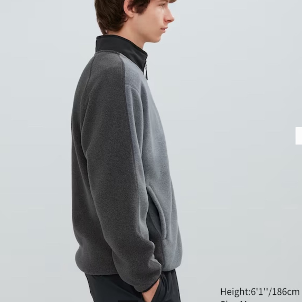 Uniqlo Fleece Full-Zip Jacket XXS Dark Grey FLEECE JACKET